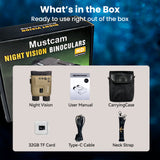Mustcam Portable 4K Night Vision Binoculars for Hunting, Wildlife Observation and Security