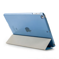 iPad 9.7” Case, Lightweight Smart Case Trifold Stand with Auto Sleep/Wake Function, Microfiber Lining, PU Front Cover and PC Hard Back Cover for the Apple iPad 9.7 iPad 5th/6th Generation and iPad Air, Colors: Sky Blue/Black/Gray