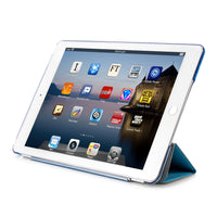 iPad 9.7” Case, Lightweight Smart Case Trifold Stand with Auto Sleep/Wake Function, Microfiber Lining, PU Front Cover and PC Hard Back Cover for the Apple iPad 9.7 iPad 5th/6th Generation and iPad Air, Colors: Sky Blue/Black/Gray