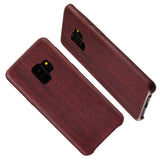 Samsung Galaxy S9 Case, Vintage Wood Stripe PU Leather, Shockproof Drop Proof Slim Bumper Protective Cover for Samsung Galaxy S9